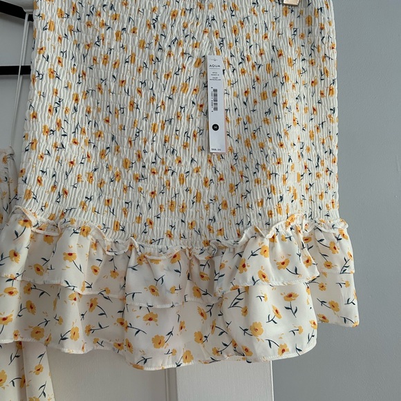 Aqua Floral Print Smocked skirt and top - Picture 7 of 7